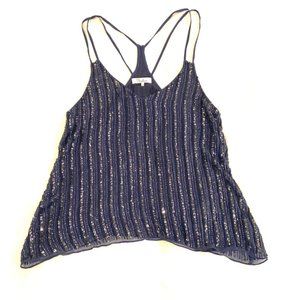 Navy Parker Sequin Tank Top Sz S